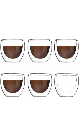 Doppelwandig Espressotassen Glas Set 6 80ml Hitzebeständige Glastasse Aus Borosilikat Verwendbar Für Espresso Heißen Tee Spirituosen Kaltgetränke Gläser - B08YR486PXF