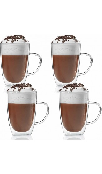 Doppelwandige Tasse 300ml Teetasse Thermotasse Kaffeetasse Glastasse mundgeblasen von Dimono® 4 Stück - B096VPQL423