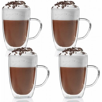 Doppelwandige Tasse 300ml Teetasse Thermotasse Kaffeetasse Glastasse mundgeblasen von Dimono® 4 Stück - B096VPQL423