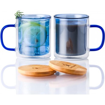 Farbe doppelwandige Gläser mit Griff und Deckel 350ml Candiicap Thermogläser für Heißes & Kaltes Getränk Kaffeegläser für Latte Macchiato Cappuccino Cocktail Tee - B08QZGGRWYO