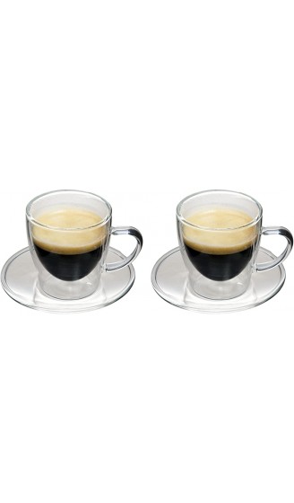 Feelino 2X 80ml doppelwandige Espresso-Tassen mit Henkel und Untersetzer modern Zeitloses Design in toller Verpackung by - B01LZHIHRC7