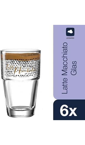 LEONARDO 043470 Solo Latte Macchiato Becher mit Motiv Glas 410 ml klar 6 Stück - B097165DF2H