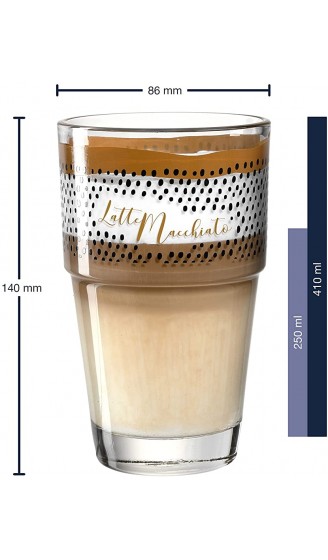 LEONARDO 043470 Solo Latte Macchiato Becher mit Motiv Glas 410 ml klar 6 Stück - B097165DF2H