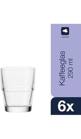LEONARDO HOME Solo Trink-Glas stapelbare Glas-Becher spülmaschinengeeignetes Wasser-Glas 6er Set 290 ml 043424 - B001BYDQ1YP