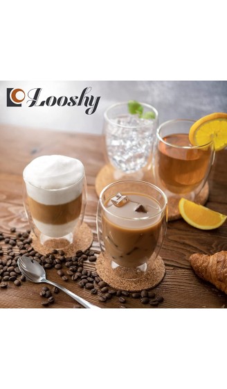 *LOOSHY QUALITÄTSSICHERE Latte Macchiato Gläser 4×350ml Cappuccino Tassen  Kaffeegläser  Teegläser spülmaschinenfeste doppelwandige Thermogläser aus Borosilikatglas - B094DRP481L