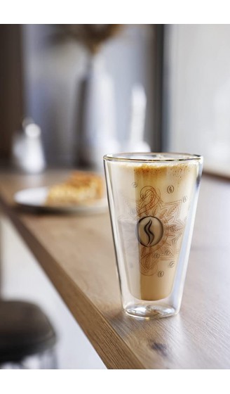 Montepreti Design Latte Macchiato Gläser 250ml Kaffeeglas für Cappuccino Espresso Kaffee-Mandala doppelwandiges Borosilikatglas Thermoglas Kaffeegläser - B09SHPNG89G