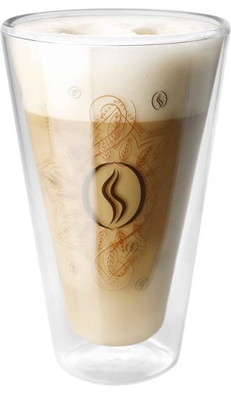 Montepreti Design Latte Macchiato Gläser 250ml Kaffeeglas für Cappuccino Espresso Kaffee-Mandala doppelwandiges Borosilikatglas Thermoglas Kaffeegläser - B09SHPNG89G