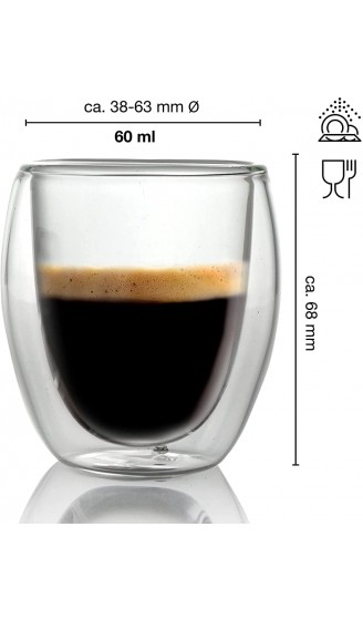 Moritz & Moritz Roma 4 x 60-80 ml Espresso Gläser Doppelwandig Espresso Tassen aus Glas für Heiß- und Kaltgetränke Spülmaschinengeeignet - B07DRKP4VNY