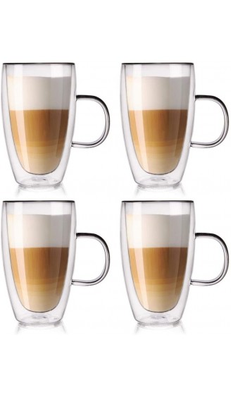 ORION GROUP Thermogläser 4 Stück Kaffeegläser Teeglas Kaffeeglas Doppelwandiges Doppelwandige Gläser Thermoglas für KAFFEE Latte Cappuccino Tee 430 ml - B082WHF4SNQ