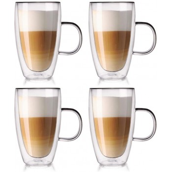 ORION GROUP Thermogläser 4 Stück Kaffeegläser Teeglas Kaffeeglas Doppelwandiges Doppelwandige Gläser Thermoglas für KAFFEE Latte Cappuccino Tee 430 ml - B082WHF4SN7