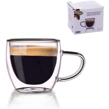 ORION Teeglas Kaffeeglas Doppelwandiges Doppelwandige Gläser Thermoglas für KAFFEE Espresso Cappuccino Tee 110 ml - B07S4855WSG