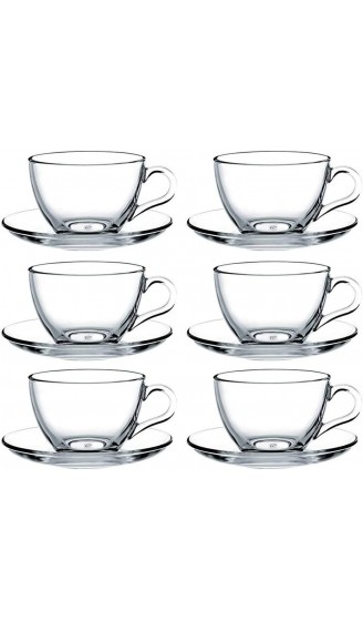 Pasabahce 12-TLG Tassen mit Unterteller Basic für Tee Kaffee Cappuccino für 6 Personen PS97948 Transparent - B00SU585RM5