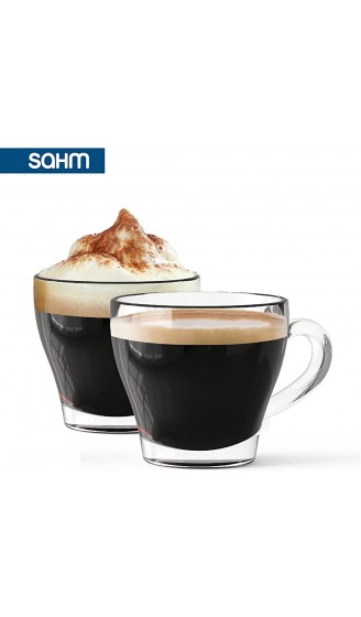 SAHM Cappuccino Gläser mit Henkel Set 6 STK | 180ml Cappuccino Tassen Set | Spülmaschinengeeignet | Ideale Teegläser mit Henkel - B09KS2RLGCG