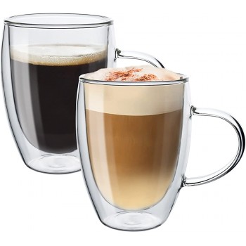 Topsky 2X 350ml Doppelwandig Gläser，Latte Macchiato Gläser，Doppelwandige kaffeegläser，Mit Griff，roße Doppelwandige Gläser aus Borosilikatglas，Teegläser，Kaffeegläse - B08FR4VQ4R5