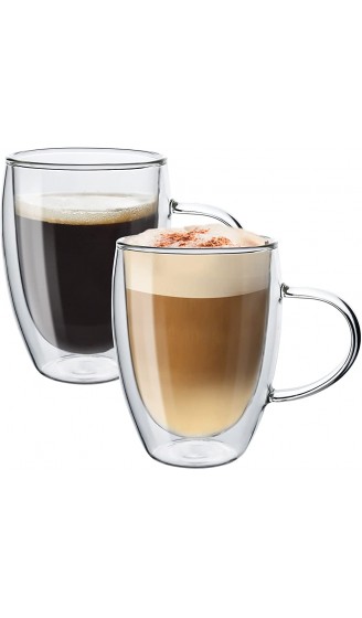 Topsky 2X 350ml Doppelwandig Gläser，Latte Macchiato Gläser，Doppelwandige kaffeegläser，Mit Griff，roße Doppelwandige Gläser aus Borosilikatglas，Teegläser，Kaffeegläse - B08FR4VQ4RW
