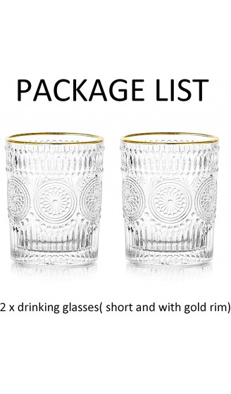 Wassergläser Trinken 300Ml Goldrand Vintage Becher Glas Set Mit 2 Hohen Highball Glas Für Saft Kaffee Tee Für Party Bar - B092CYZV87C