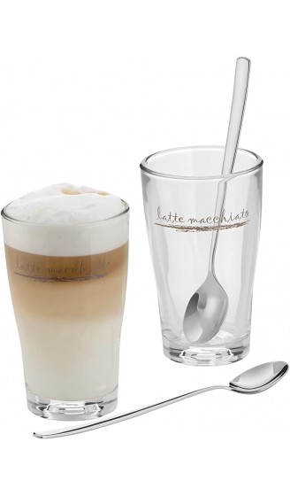 WMF Barista Latte Macchiato Gläser Set 4-teilig Latte Gläser mit Löffel 265 ml Latte Macchiato Glas mit Schriftzug spülmaschinengeeignet - B002QF980AJ