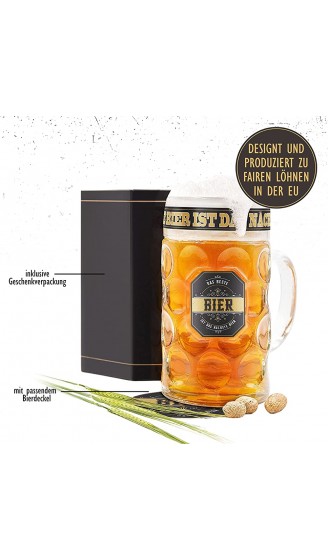 1 Liter Bierglas Bierkrug mit Bierdeckel und Geschenkbox "Das beste Bier ist das nächste Bier" Maßkrug Geschenke für Männer Bier-Geschenk Idee zum Geburtstag für Papa Freund Opa HISA DARIL® - B09166KJC1Q