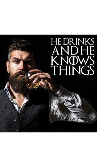 Desired Cart Whiskyglas mit Aufschrift "I Drink and I Know Things" mit Whisky-Steinen – Bourbon Scotch – inspiriert von Game of Thrones – lustige Neuheit – mit renommiertem Paket - B07822KC212