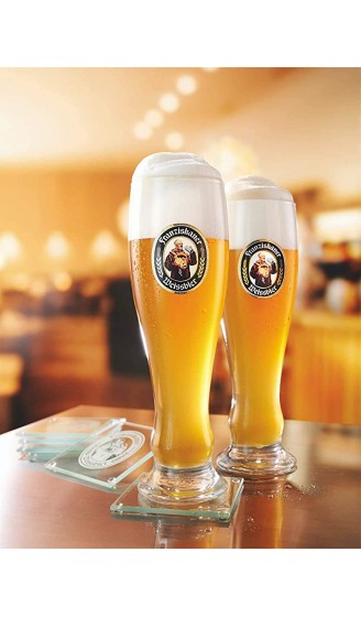 Franziskaner Weizenbierglas 0,3 L [6er Set] mit 6 Originale Bieruntersetzer Bierdeckel Weißbiergläser 0,3 für Gastronomie und Sammlung 30cl Bier Glas Spülmaschinenfest NEU… - B08HQKKJG13