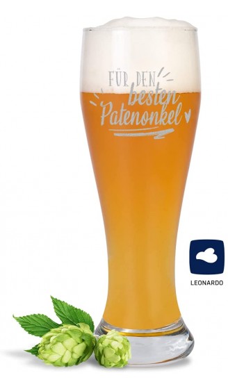 JUNIWORDS Weizenbierglas mit Gravur Für den besten Patenonkel Bierglas - B09H7N84QXV
