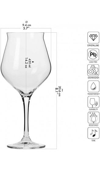 KROSNO Bier-Tulpen Bier-Gläser | Probierglas | Set von 6 | 420 ML | Avant-Garde Kollektion | Perfekt für Zuhause und Partys | Spülmaschinenfest - B07NTTCQ5HN