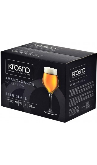 KROSNO Bier-Tulpen Bier-Gläser | Probierglas | Set von 6 | 420 ML | Avant-Garde Kollektion | Perfekt für Zuhause und Partys | Spülmaschinenfest - B07NTTCQ5HN
