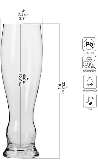 KROSNO Weizengläser Biergläser 0,5 liter | Set von 6 | 500 ML | Splendour Kollektion | Perfekt für Zuhause und Partys | Spülmaschinenfest - B07NTLJPV4H