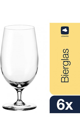 Leonardo Ciao+ Bier-Glas Bier-Tulpe mit gezogenem Stiel spülmaschinenfeste Bier-Gläser 6er Set 390 ml 061451 - B004WO32JGG