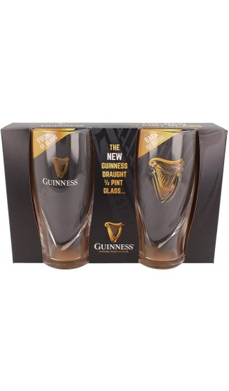 Offizielles Guinness Logo 2er Pack 1 2 Pint-Glas-Set mit geprägter Harfe - B01BDSPPX4S