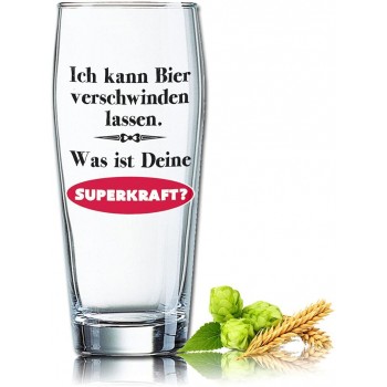 PorcelainSite Geschenkideen GmbH Lustiges Bierglas Willibecher 0,5L Dekor: Ich kann Bier Verschwinden Lassen. was ist Deine SUPERKRAFT? - B01N5H1RBLC