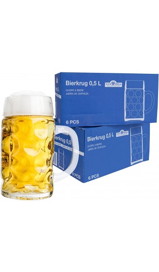 Van Well 12er Set Maßkrug 0,5L geeicht | Halber Liter Bierkrug mit Henkel | Bierglas spülmaschinenfest perfekt geeignet für Gastronomie - B07CHPSWBLN