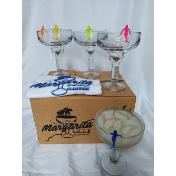 Margarita Cove – mexikanische Glaswaren – Bar-Glas-Set mit Flicken- und Meerjungfrauen-Getränke-Identifikatoren – Set mit vier Gläsern - B094KQNKVYX