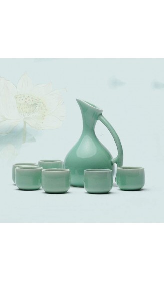 WECDS-E Chinesisches Sake-Set Celadon Retro-Keramikbecher Crafts Weingläser Farbe: 8 Stück mit quadratischem Tablett 7 Stück - B09M9WG1GWX