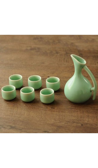 WECDS-E Chinesisches Sake-Set Celadon Retro-Keramikbecher Crafts Weingläser Farbe: 8 Stück mit quadratischem Tablett 7 Stück - B09M9WG1GWX