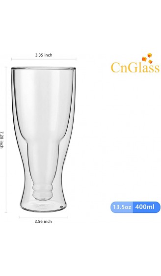 CnGlass Biergläser 13.5OZ,Doppelwandiges isoliertes Upside-Down-Glas,Set von 2,Bierglaswaren - B09M3M9GWNE