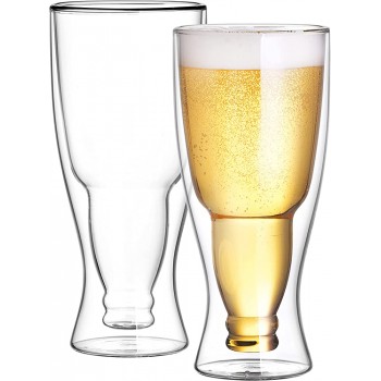 CnGlass Biergläser 13.5OZ,Doppelwandiges isoliertes Upside-Down-Glas,Set von 2,Bierglaswaren - B09M3M9GWNE