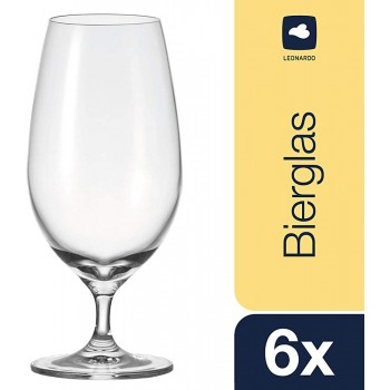 Leonardo Cheers Bier-Gläser 6er Set spülmaschinenfestes Bier-Glas Bier-Tulpen mit gezogenem Stiel Pils-Gläser Set 450 ml 061702 - B001BYIQ5US