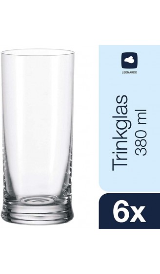 Leonardo K18 Bier-Gläser spülmaschinengeeignetes Bier-Glas Bier-Becher aus Glas Trink-Gläser Wasser-Gläser Set Saft-Gläser 360 ml 035393 - B001BYKHC0G