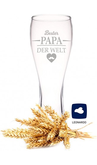Leonardo Weizenglas mit Gravur Bester Papa der Welt Geschenk für Papa ideal als Vatertagsgeschenk 0,5l Bierglas Weizenbierglas als Geburtstagsgeschenk für Männer - B07CHY9X1R1