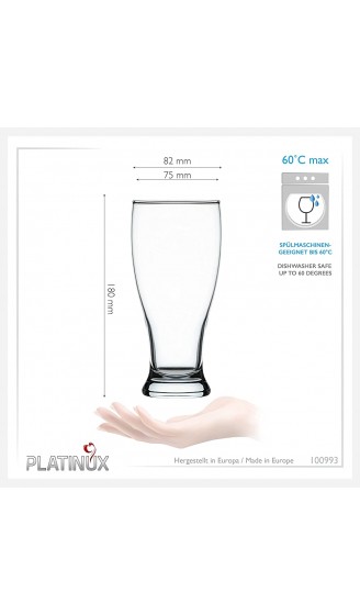 PLATINUX Biergläser Set 6 Teilig 500ml max. 565ml Bierseidel aus Glas Bierkrug Weizengläser hohes Bierglas 0,5L - B08H2F4MZMO