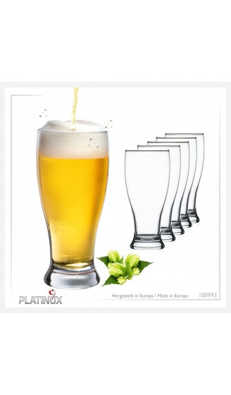 PLATINUX Biergläser Set 6 Teilig 500ml max. 565ml Bierseidel aus Glas Bierkrug Weizengläser hohes Bierglas 0,5L - B08H2F4MZMO