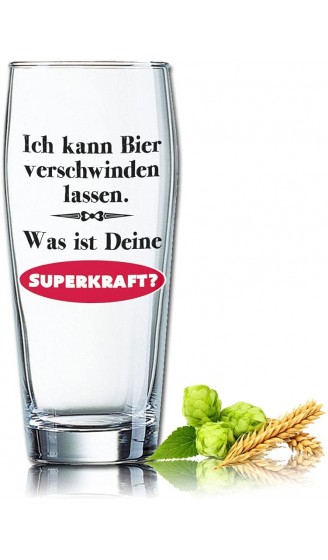 PorcelainSite Geschenkideen GmbH Lustiges Bierglas Willibecher 0,5L Dekor: Ich kann Bier Verschwinden Lassen. was ist Deine SUPERKRAFT? - B01N5H1RBLX