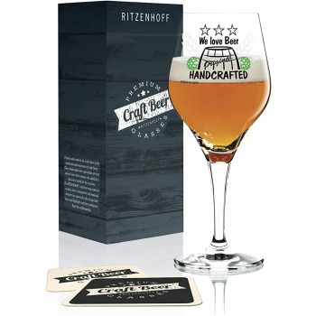 RITZENHOFF Craft Beer Bierglas von Horst Haben aus Kristallglas 250 ml mit fünf Bierdeckeln - B07P4J1K91L