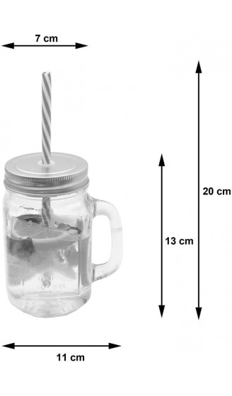 BeBuy24 Trinkgläser mit Strohhalm Trinkbecher 420 ml mit Wasserkaraffe 1 Liter Cocktailgläser Glasbecher Becher Glas - B09VC4DF673