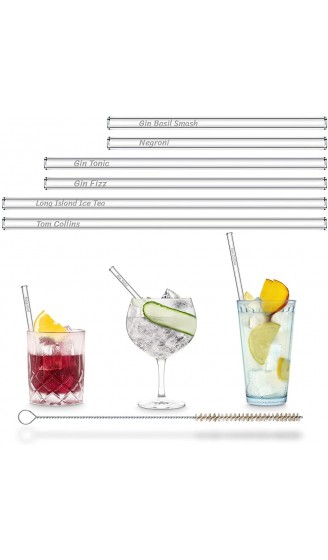 HALM Original Glas Strohhalme Gin Cocktails | 6 Glasstrohalme 3 Längen Cocktail Namen | Gravierte Gin Gläser Sprüche | Glasstrohhalme Gin Geschenkset für Gin Tonic Gläser | Trinkhalme Geschenk - B0973DCS6C7