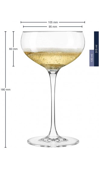 Leonardo Cheers Sekt-Schalen 6er Set spülmaschinenfeste Champagner-Gläser Sekt-Schalen mit gezogenem Stiel Sekt-Glas 315 ml 061644 - B07HBC4Y58P