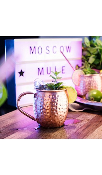Navaris Moscow Mule Becher 2er Set 2x Kupferbecher für Moskau Mule Gin Bier Cocktail Mug gehämmert Tasse aus Edelstahl mit Kupfer - B08B3MH91D7