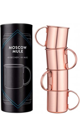 Navaris Moscow Mule Becher 4er Set 4x Kupferbecher für Moskau Mule Gin Bier Cocktail Mug Mule-Becher glatt Tasse aus Edelstahl mit Kupfer - B08F1YJS36Y