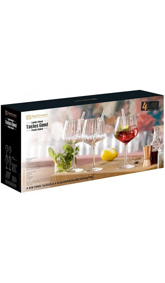 Spiegelau & Nachtmann 9-teiliges Gin & Tonic-Set 4x Gin Tonic-Gläser 637 ml 4x Glastrinkhalme 1x Reinigungsbürste Tastes Good 103143 - B085D87V79I